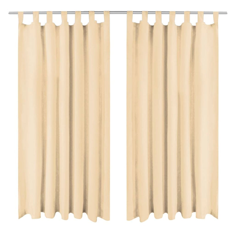 VIDAXL-Mikrosatinvorhänge mit Schleifen 140x245 cm Beige 2 PCs