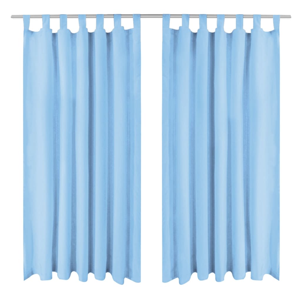 VIDAXL-Mikrosatinvorhänge mit Schleifen 140x175 cm türkis 2 STs