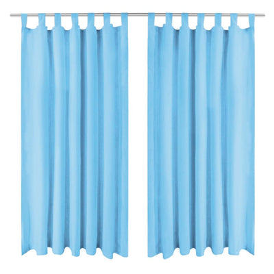 VIDAXL-Mikrosatinvorhänge mit Schleifen 140x175 cm türkis 2 STs
