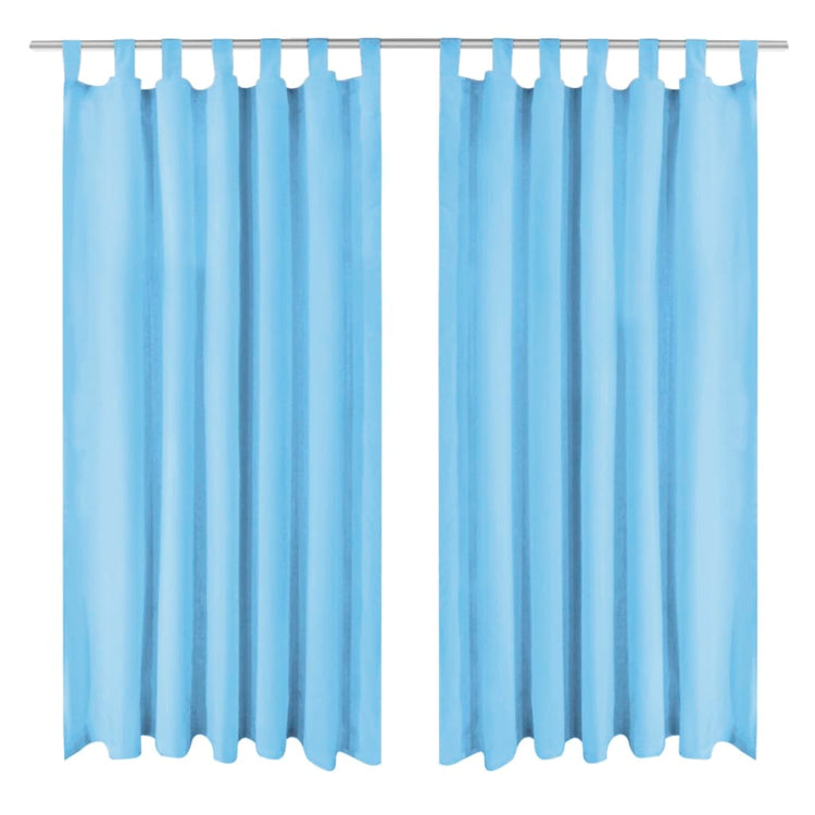 VIDAXL-Mikrosatinvorhänge mit Schleifen 140x175 cm türkis 2 STs