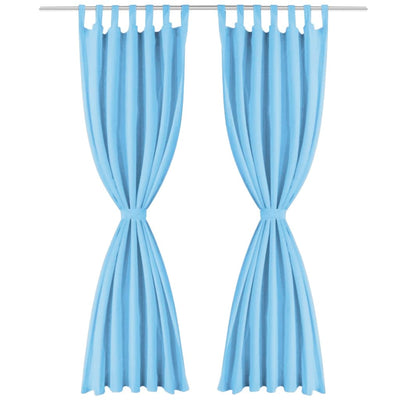 VIDAXL-Mikrosatinvorhänge mit Schleifen 140x175 cm türkis 2 STs