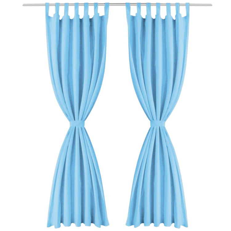 VIDAXL-Mikrosatinvorhänge mit Schleifen 140x175 cm türkis 2 STs