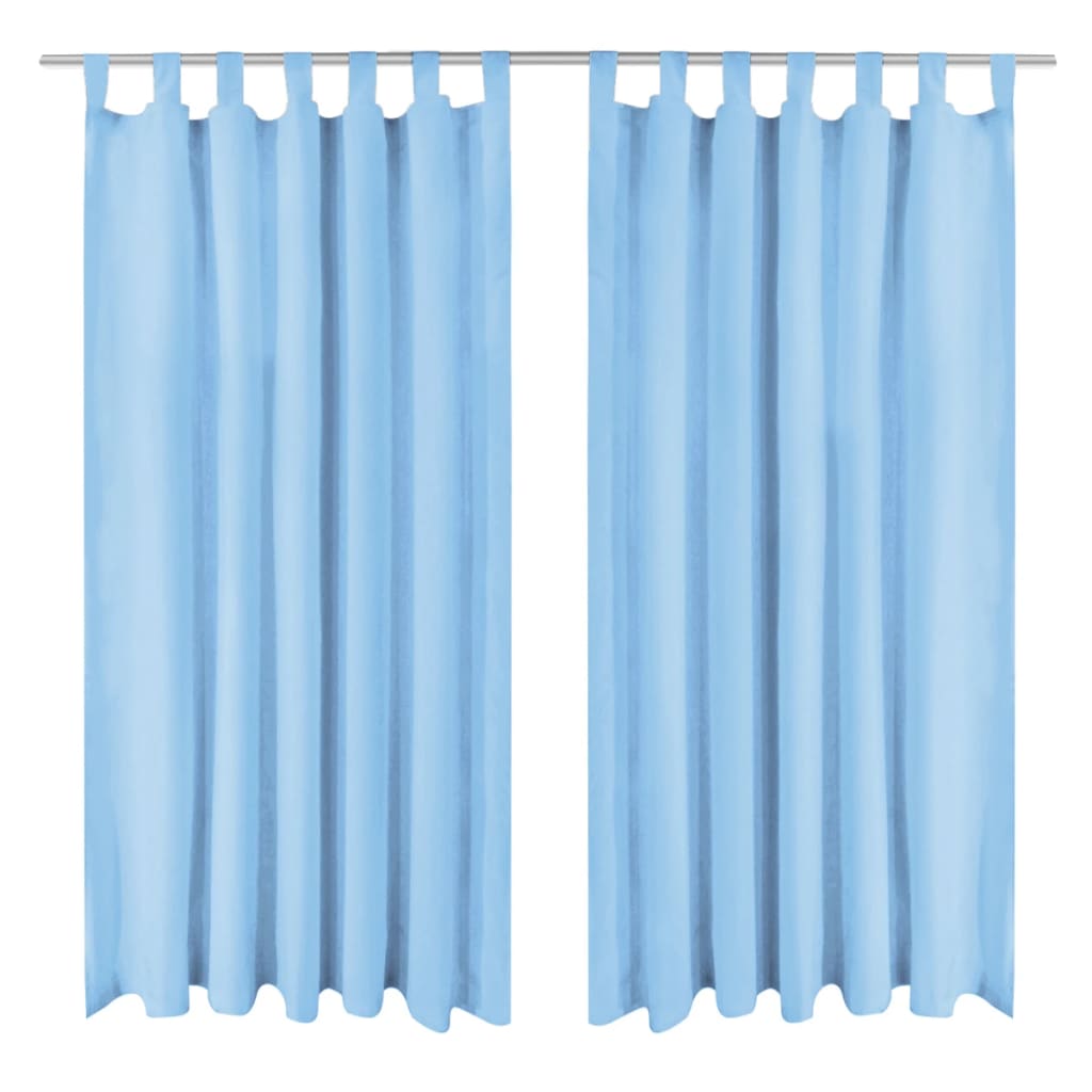 VIDAXL-Mikrosatinvorhänge mit Schleifen 140x245 cm türkis 2 STs