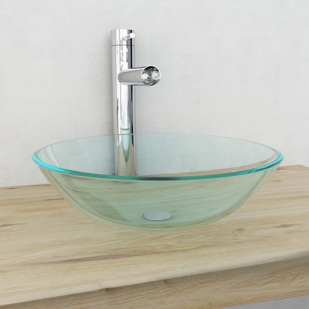 VIDAXL WASHBAIN HARTED GLAS 42 cm Transparent