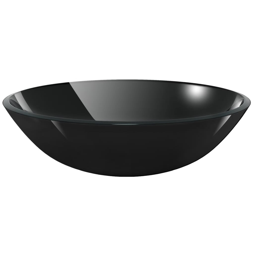 VIDAXL WASHBAIN gehärtetes Glas 42 cm schwarz