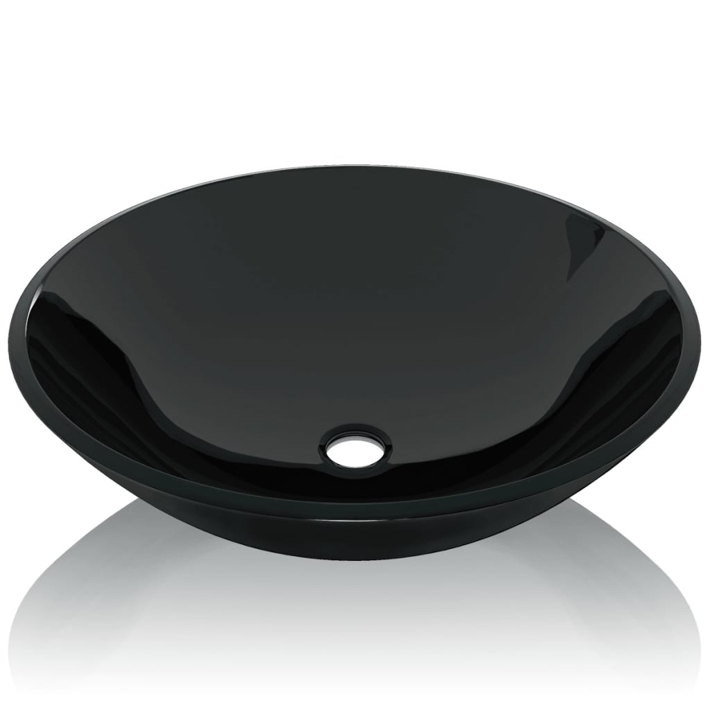 VIDAXL WASHBAIN gehärtetes Glas 42 cm schwarz