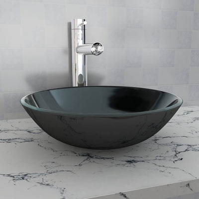 VIDAXL WASHBAIN gehärtetes Glas 42 cm schwarz