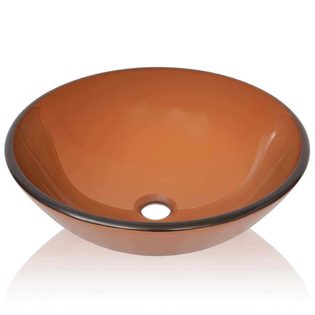 Vidaxl -Waschbecken gehärtetes Glas 42 cm braun