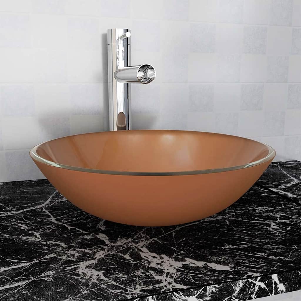 Vidaxl -Waschbecken gehärtetes Glas 42 cm braun