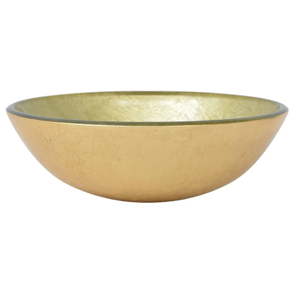 VIDAXL WASHBAIN gehärtetes Glas 42 cm Gold