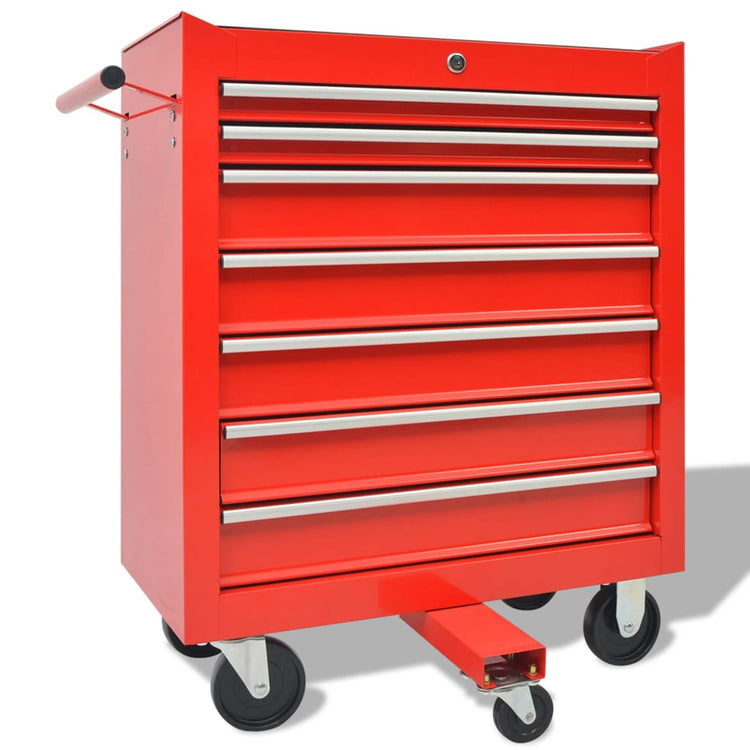 Vidaxl -Werkzeugwagen mit 1125 Werkzeugen Stahlrot