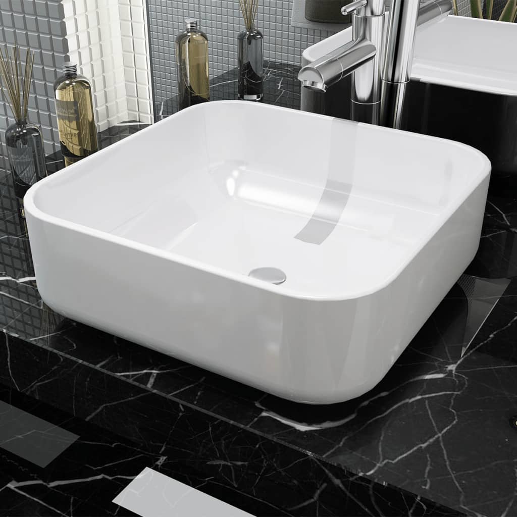 VIDAXL WASHBAIN Square White 39x39x13,5 cm Keramik