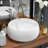 Vidaxl Washbeasin rund 40x15 cm Keramik Weiß - afbeelding 1