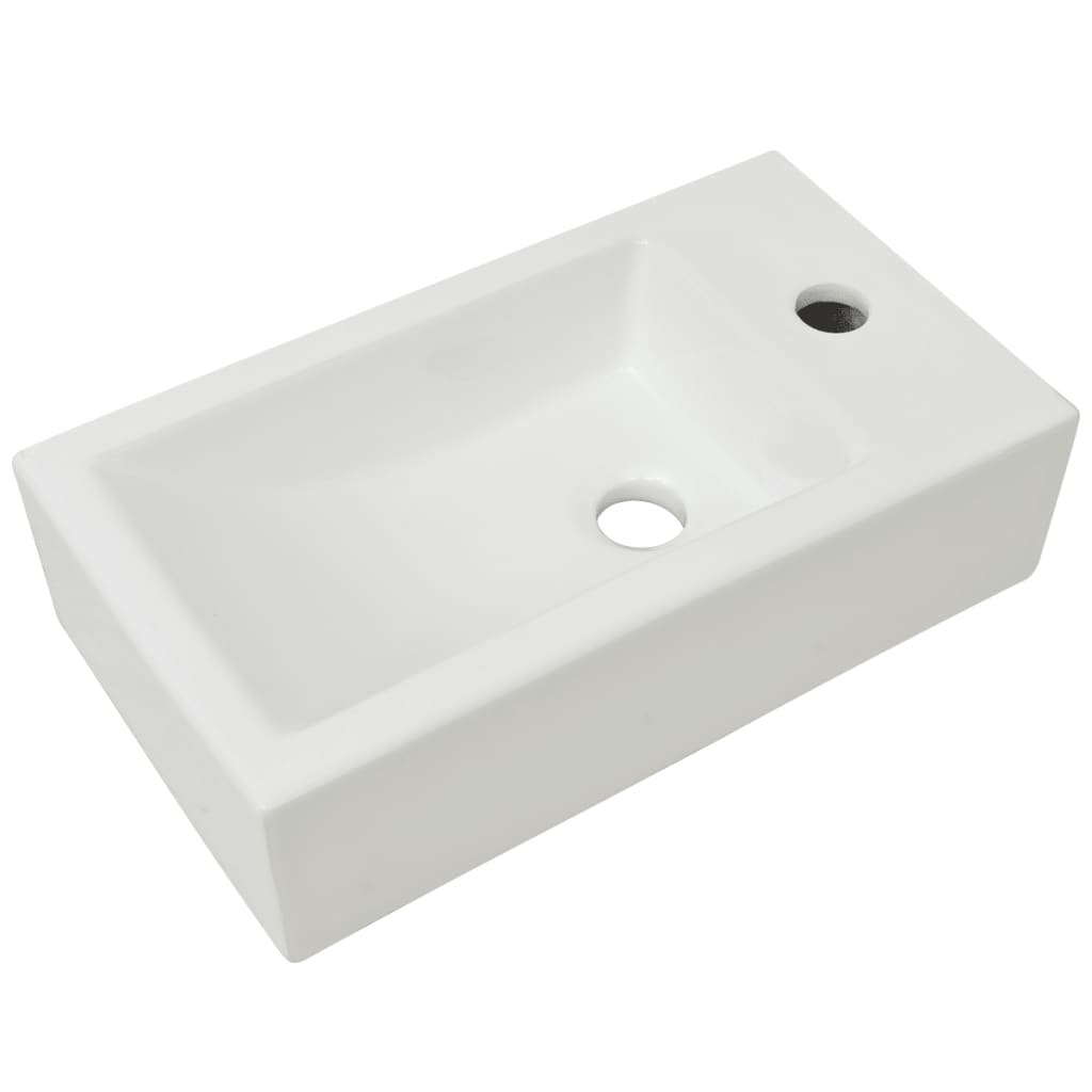 VIDAXL -WASHBAIN mit rechteckiger weißer Kranloch 46x25,5x12 cm Keramik