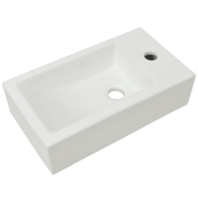 VIDAXL -WASHBAIN mit rechteckiger weißer Kranloch 46x25,5x12 cm Keramik