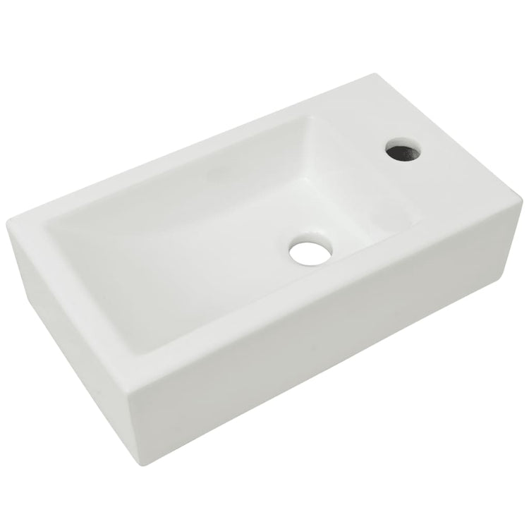 VIDAXL -WASHBAIN mit rechteckiger weißer Kranloch 46x25,5x12 cm Keramik