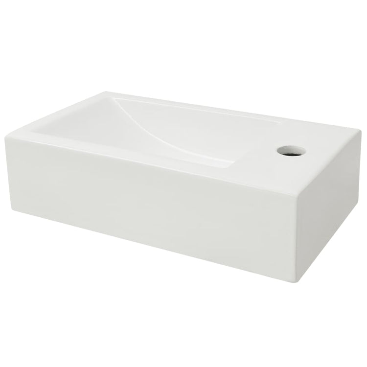 VIDAXL -WASHBAIN mit rechteckiger weißer Kranloch 46x25,5x12 cm Keramik