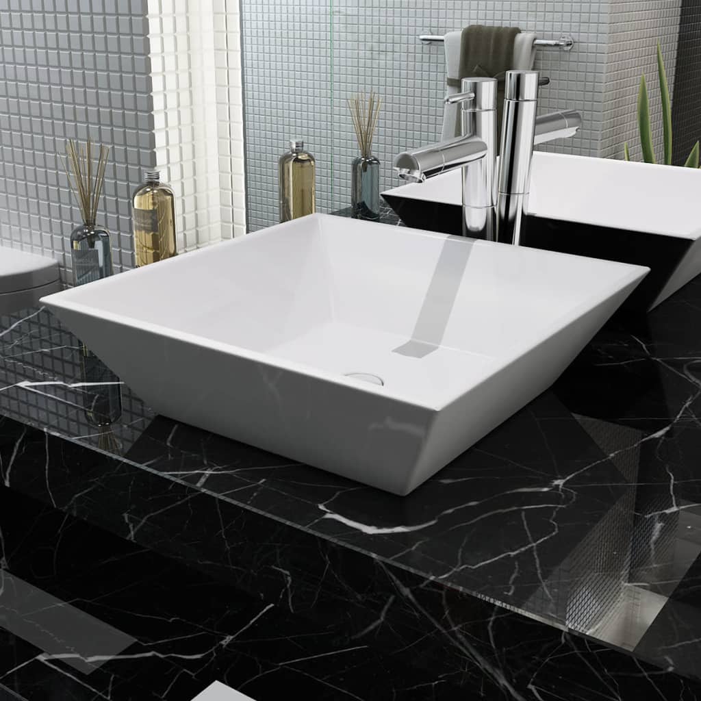 VIDAXL WASHBAIN Square White 41.5x41.5x12 cm Keramik