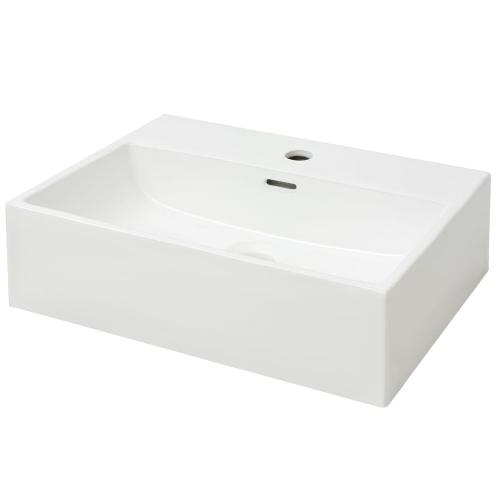 Vidaxl -Waschbecken mit Kranloch weiß 51,5 x 38,5 x 15 cm Keramik