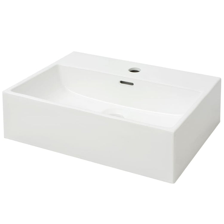 Vidaxl -Waschbecken mit Kranloch weiß 51,5 x 38,5 x 15 cm Keramik