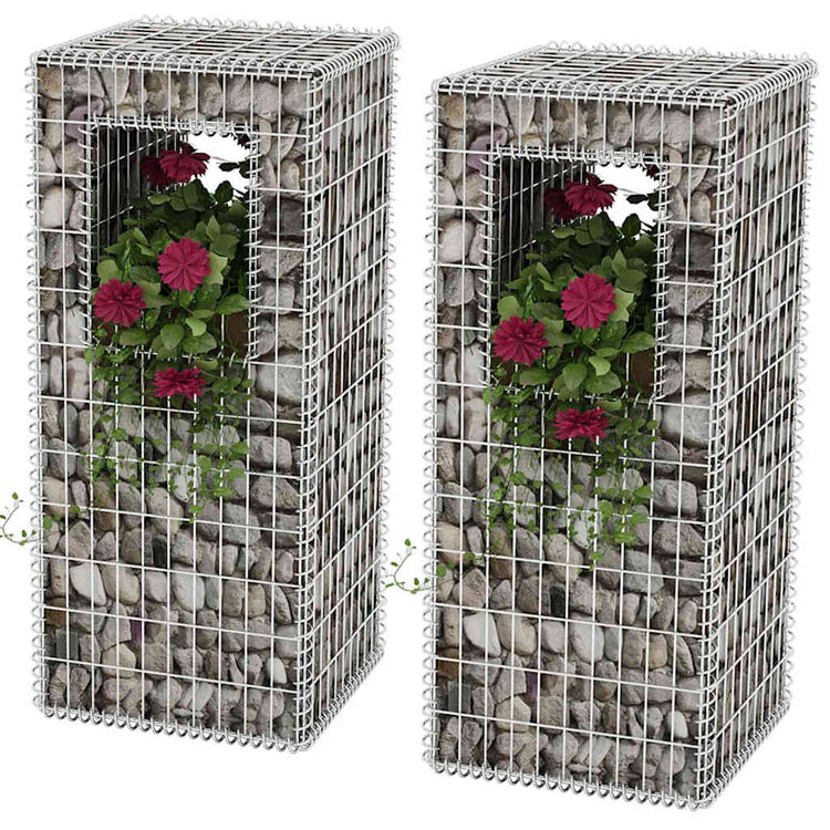 VIDAXL SCHANS -BORKPLANNTERS 2 ST 50x50x120 cm Stahl