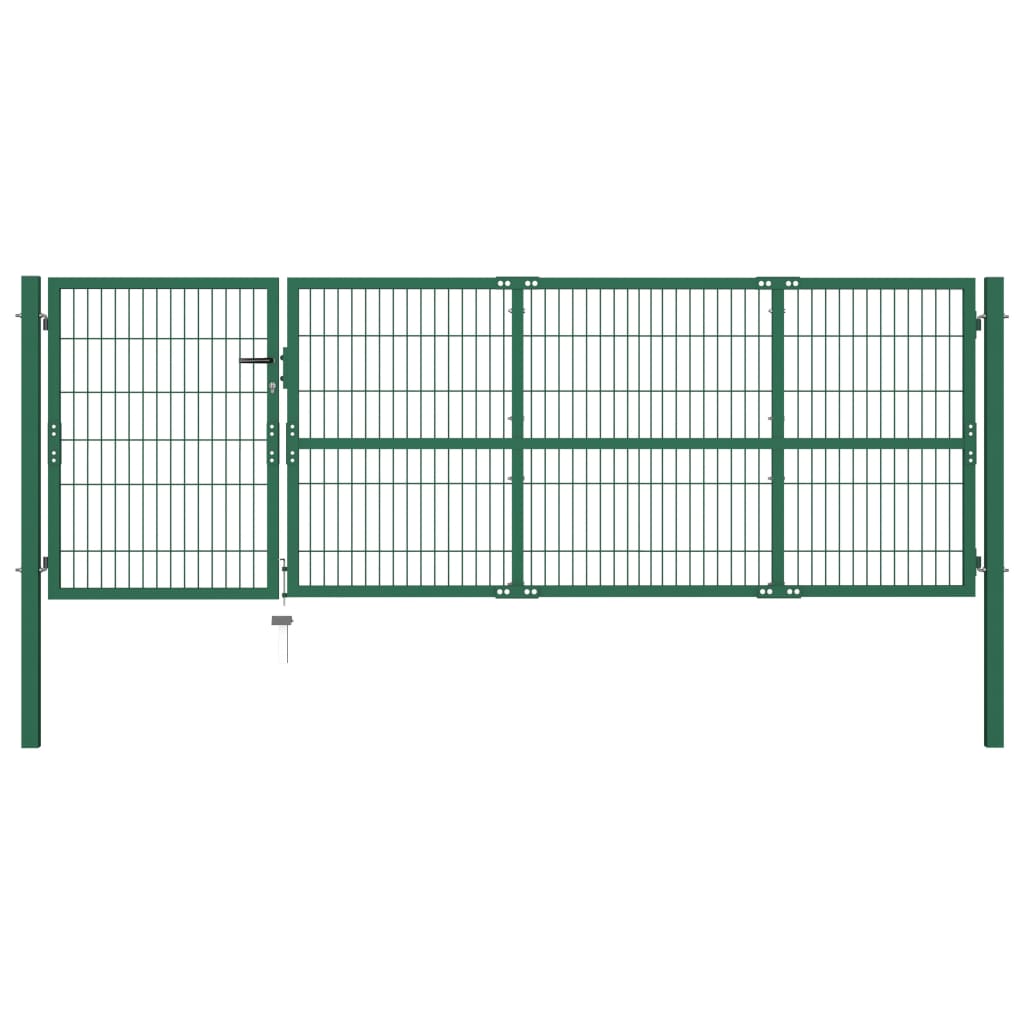 Vidaxl -Anschluss mit Pfosten 350x100 cm Stahlgrün