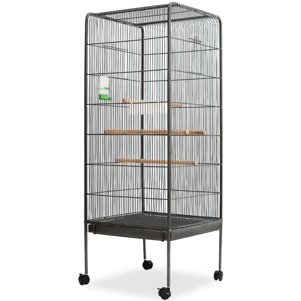 Vidaxl Vogelkäfig 54x54x146 cm Stahl schwarz