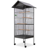 Vidaxl -Vogelkäfig mit Dachstahl schwarz 66x66x155 cm - afbeelding 1