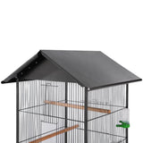 Vidaxl -Vogelkäfig mit Dachstahl schwarz 66x66x155 cm - afbeelding 2