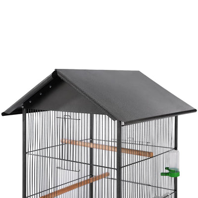 Vidaxl -Vogelkäfig mit Dachstahl schwarz 66x66x155 cm