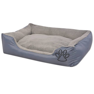 Vidaxl -Hundebett mit gepolsterter Kissen Größe L Grau