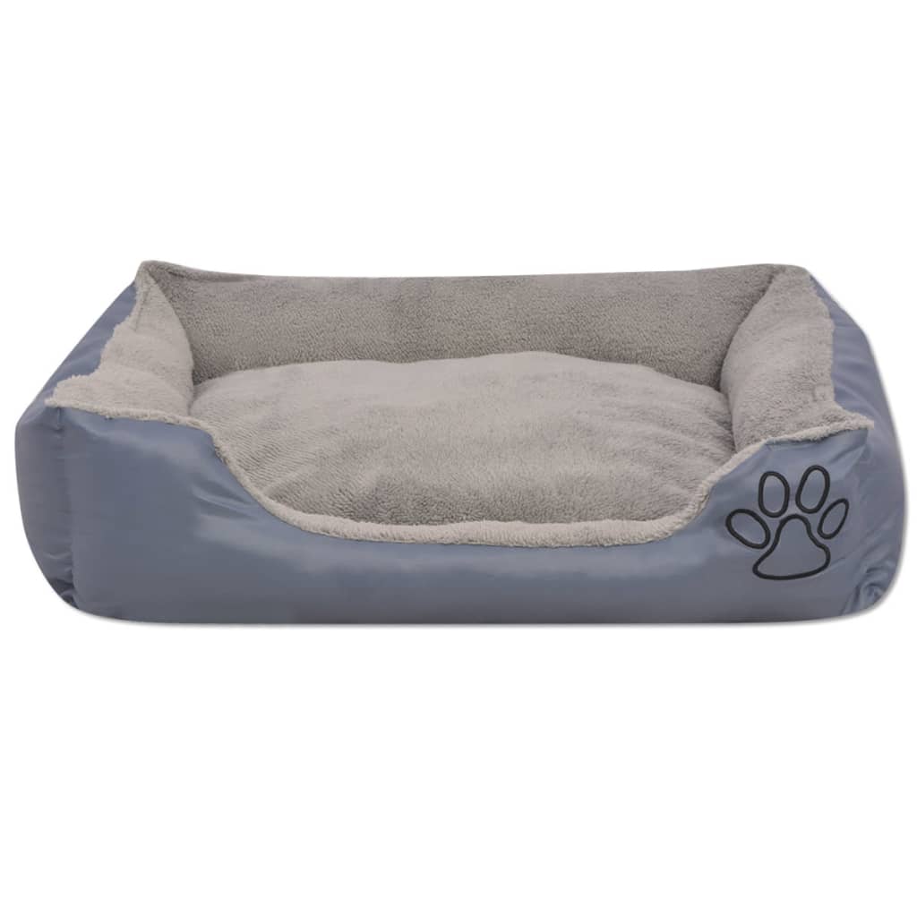 Vidaxl -Hundebett mit gepolsterter Kissen Größe L Grau