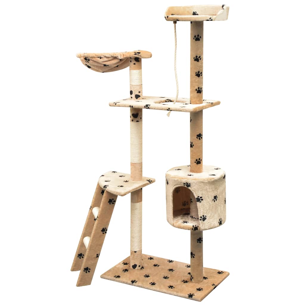 VIDAXL -Katzenkratzerpost mit Sisal -Kratzer -Posts 150 cm Pootprints Beige