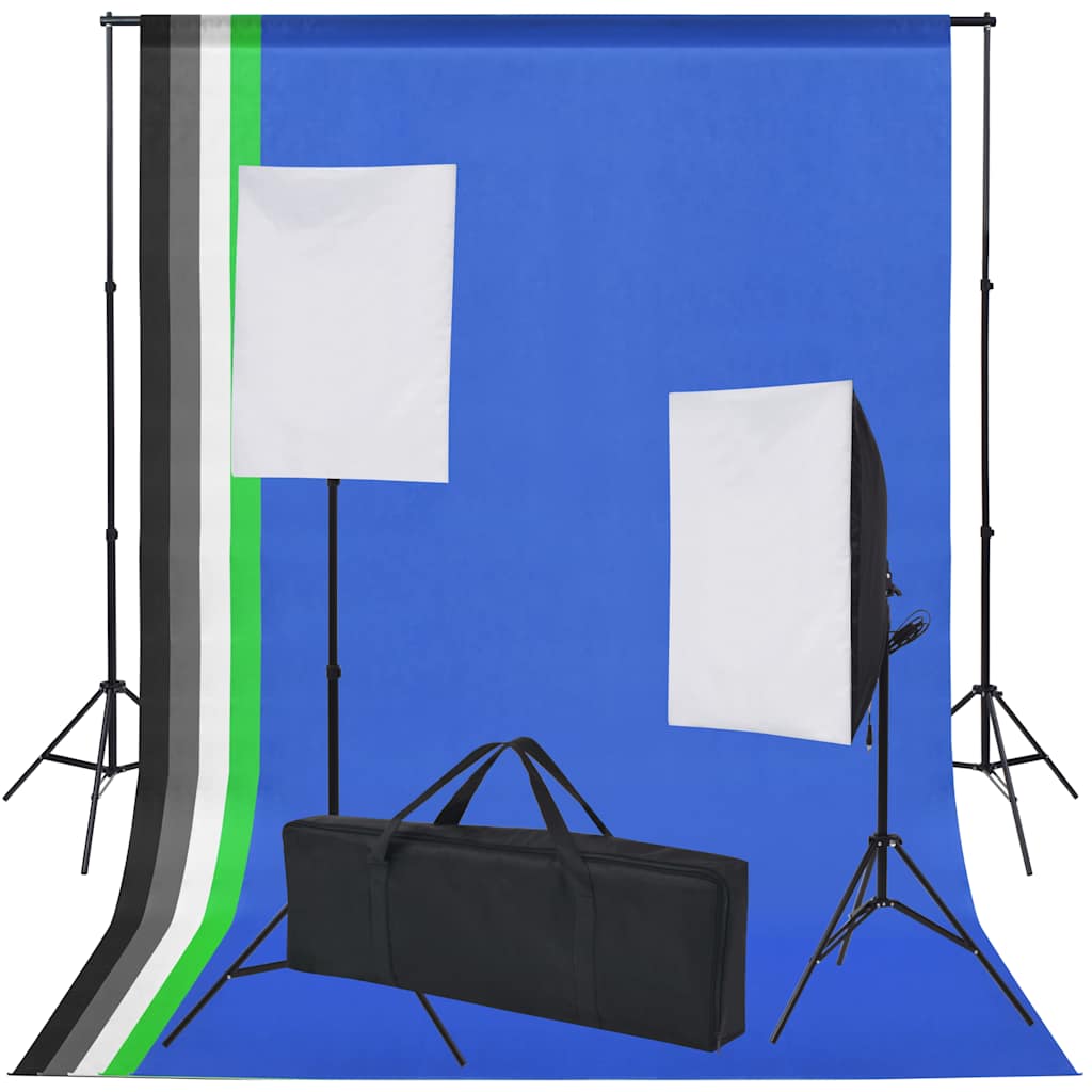 Vidaxl Photo Studio Set mit 5 farbigen Hintergründen 2 Softboxen