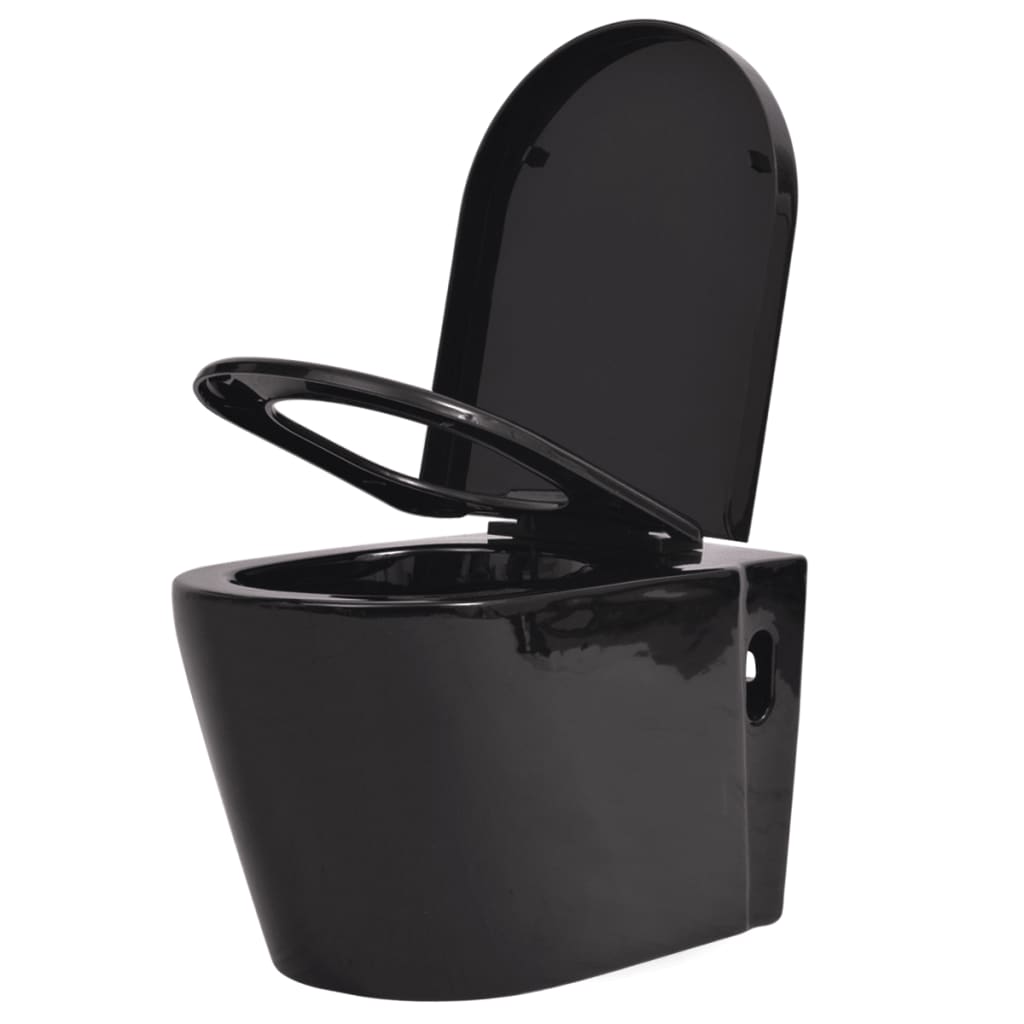 Vidaxl hängende Toilettenkeramik schwarz