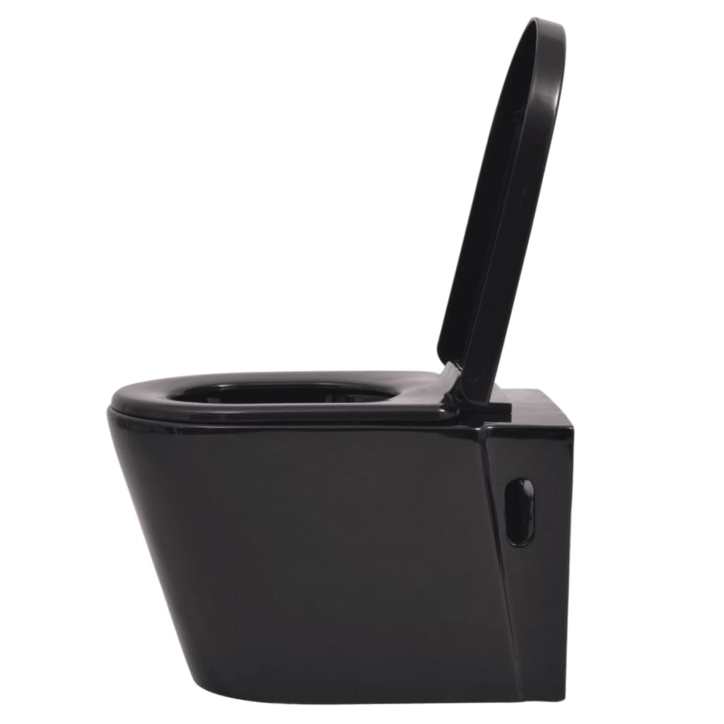 Vidaxl hängende Toilettenkeramik schwarz