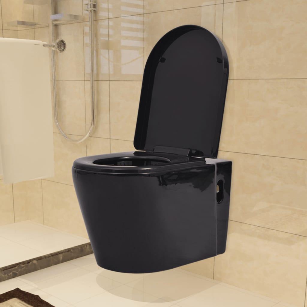 Vidaxl hängende Toilettenkeramik schwarz