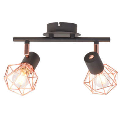 Vidaxl Deckenlampe mit 2 Scheinwerfern E14 Schwarz und Kupfer