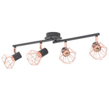 Vidaxl Deckenlampe mit 4 Scheinwerfern E14 Schwarz und Kupfer - afbeelding 1