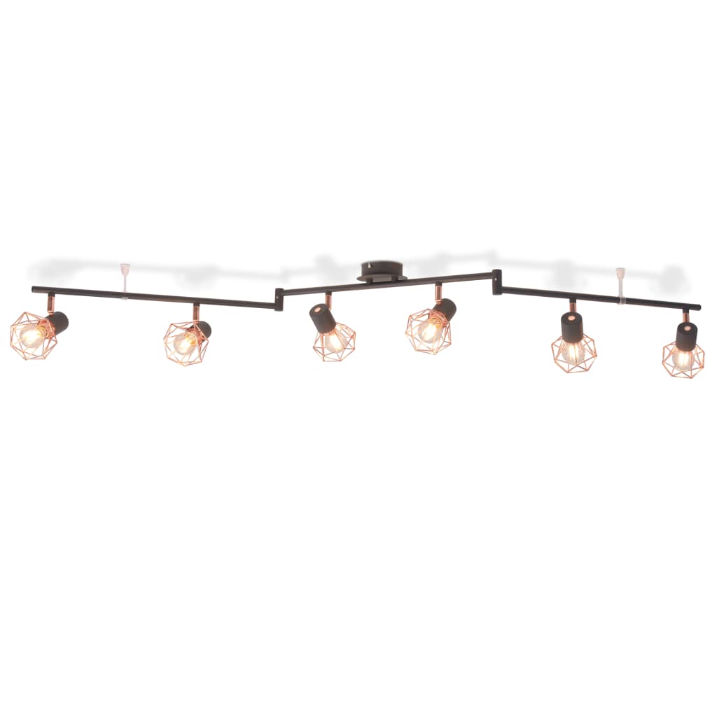 Vidaxl Deckenlampe mit 6 Scheinwerfern E14 Schwarz und Kupfer