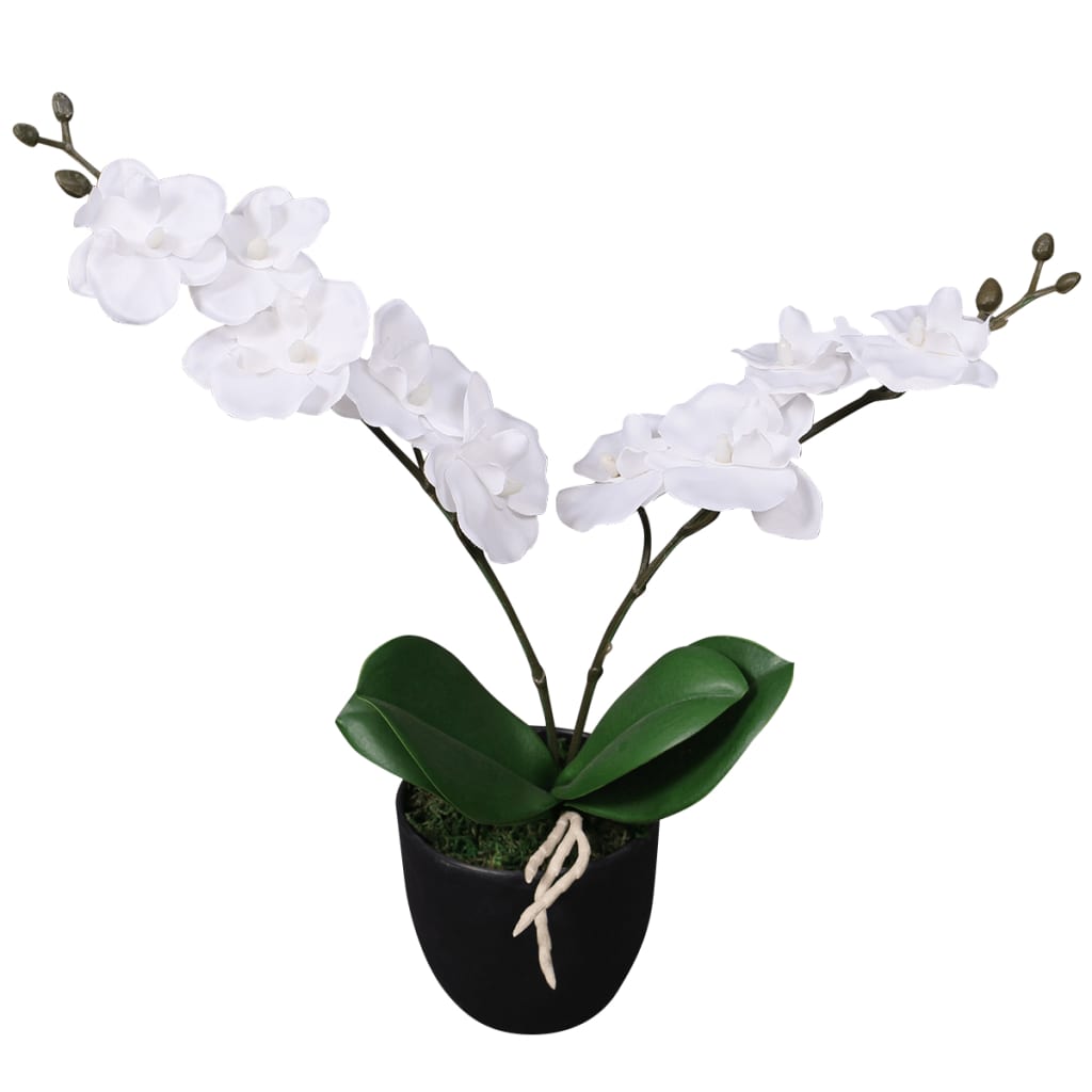 Vidaxl künstliche Pflanzenorchidee mit Topf 30 cm Weiß