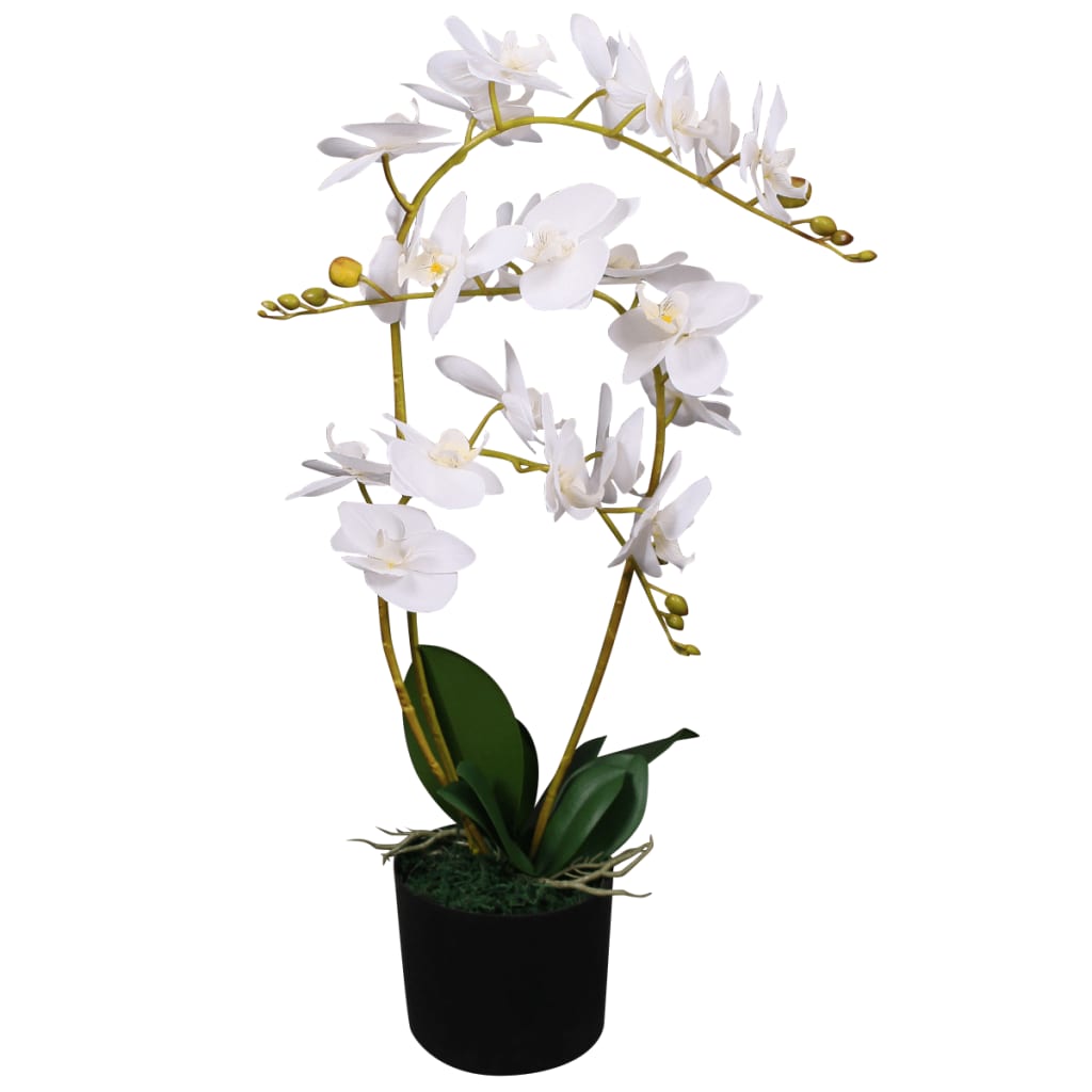 Vidaxl Künstliche Pflanzenorchidee mit Topf 65 cm Weiß