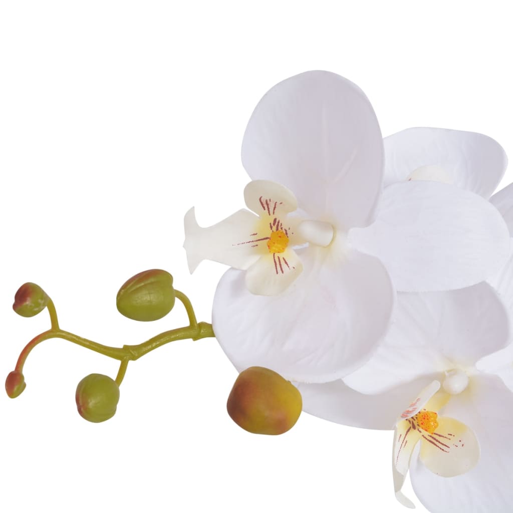 Vidaxl Künstliche Pflanzenorchidee mit Topf 65 cm Weiß