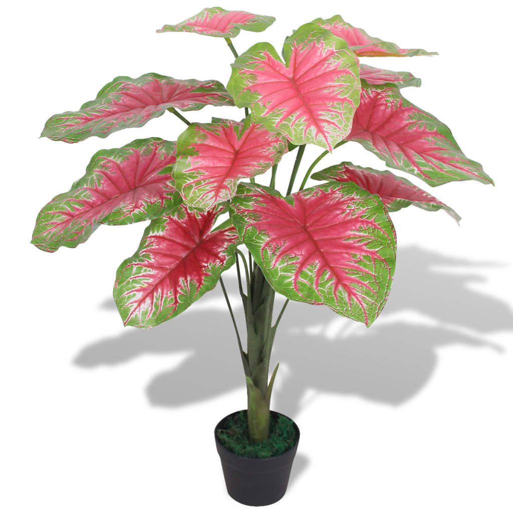 VIDAXL Künstliche Pflanze Caladium mit Topf 85 cm grün und rot