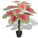 VIDAXL Künstliche Pflanze Caladium mit Topf 85 cm grün und rot