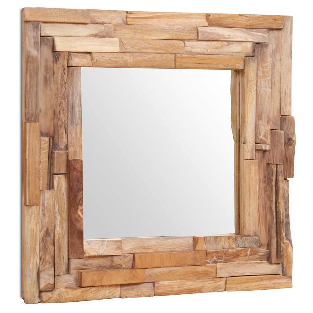 VIDAXL Dekorative Mirror Quadrat 60x60 cm Teakholzholz
