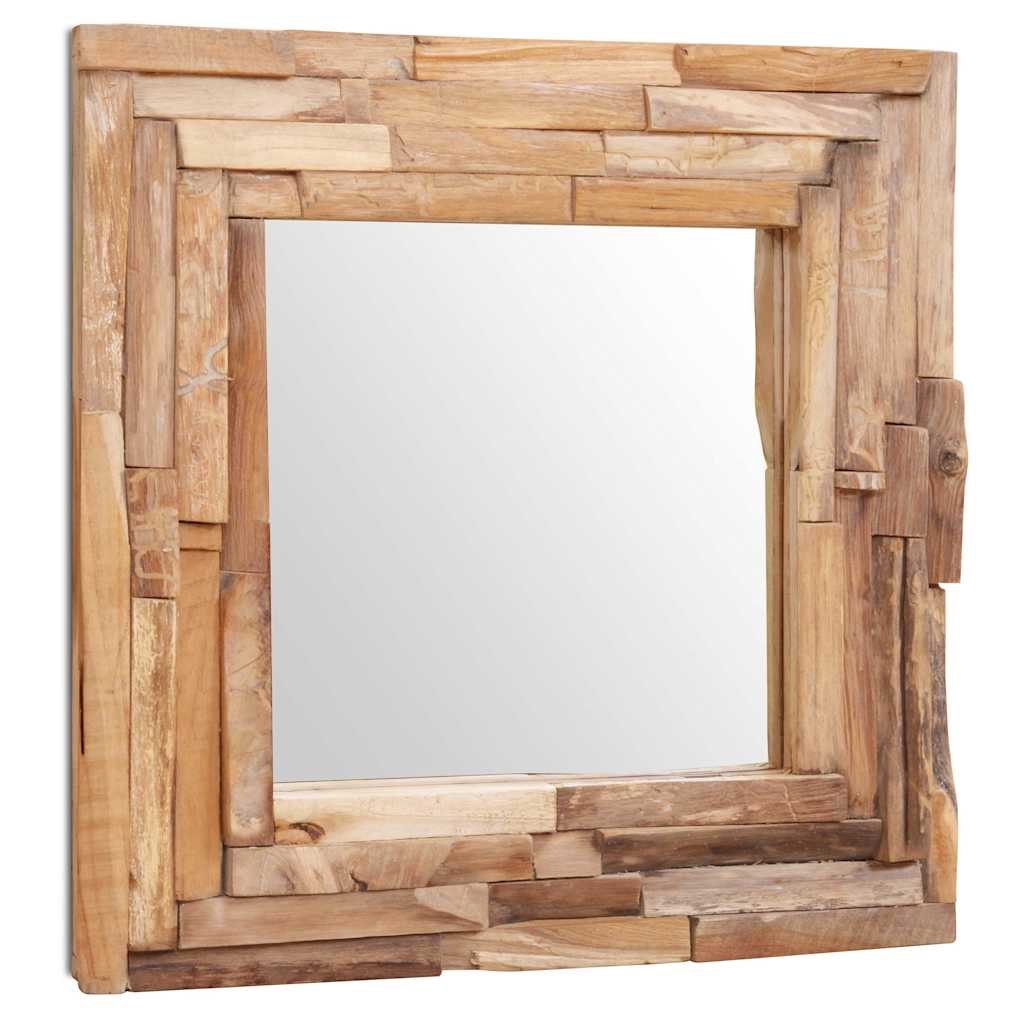 VIDAXL Dekorative Mirror Quadrat 60x60 cm Teakholzholz