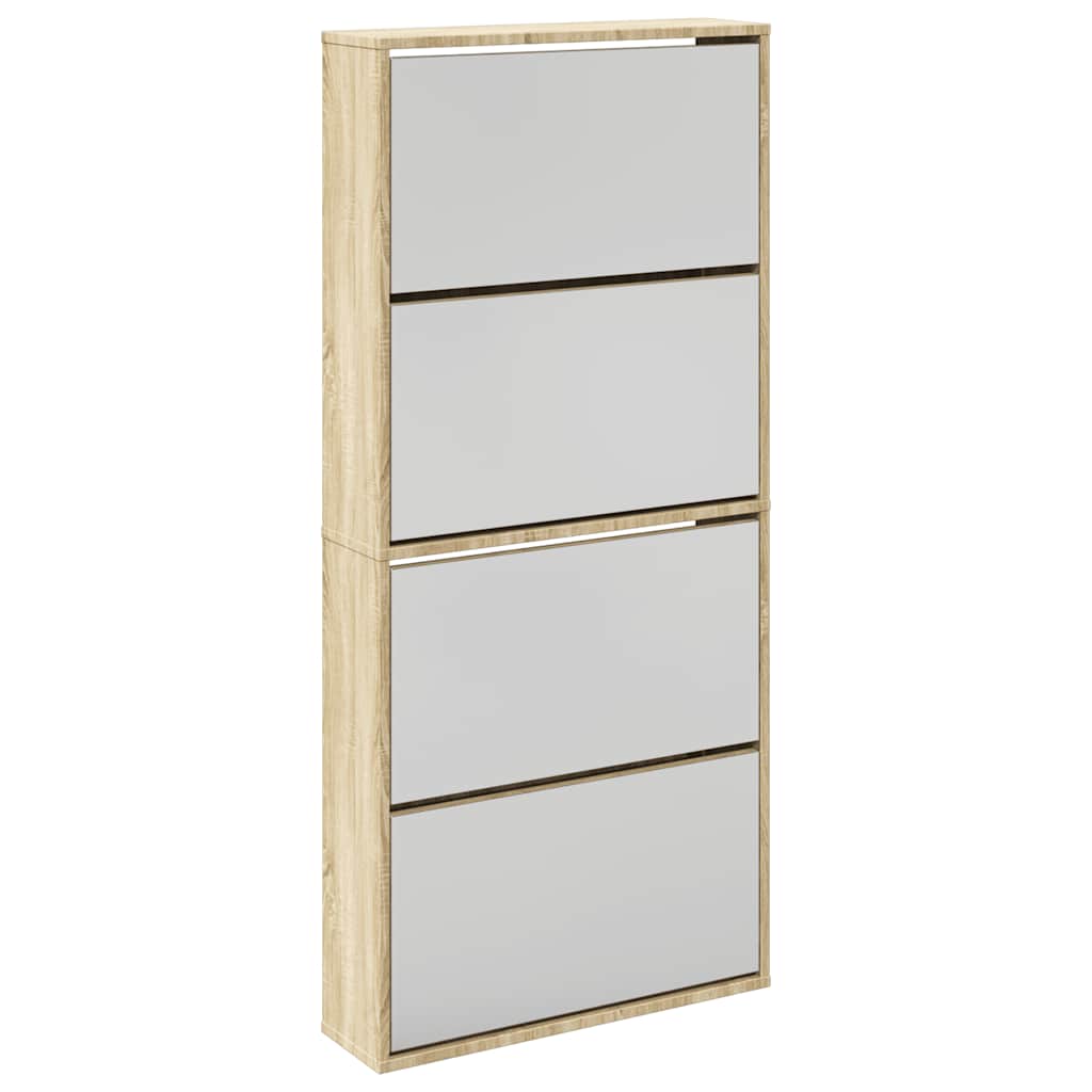 Vidaxl -Schuhschrank mit 4 Spiegeln 63x17x134 cm Eiche