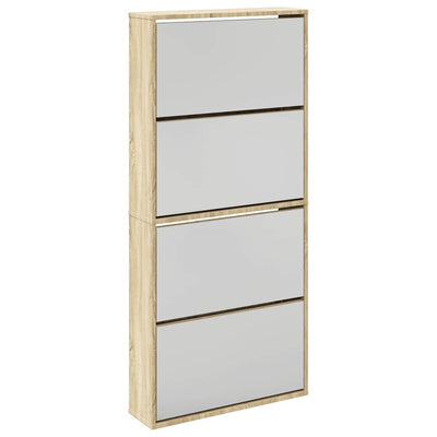 Vidaxl -Schuhschrank mit 4 Spiegeln 63x17x134 cm Eiche
