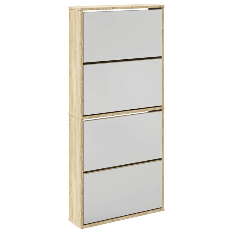 Vidaxl -Schuhschrank mit 4 Spiegeln 63x17x134 cm Eiche